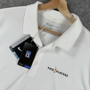 Nike Golf Polo Shirt Mens XL White Dri-Fit THE PLAYERS Optum PGA Tour Golf